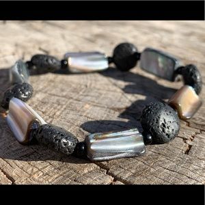 Lava rock and Shell bracelet